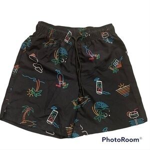 Jake Austin Black Cocktail Theme Men’s Swim Trunks Size Small